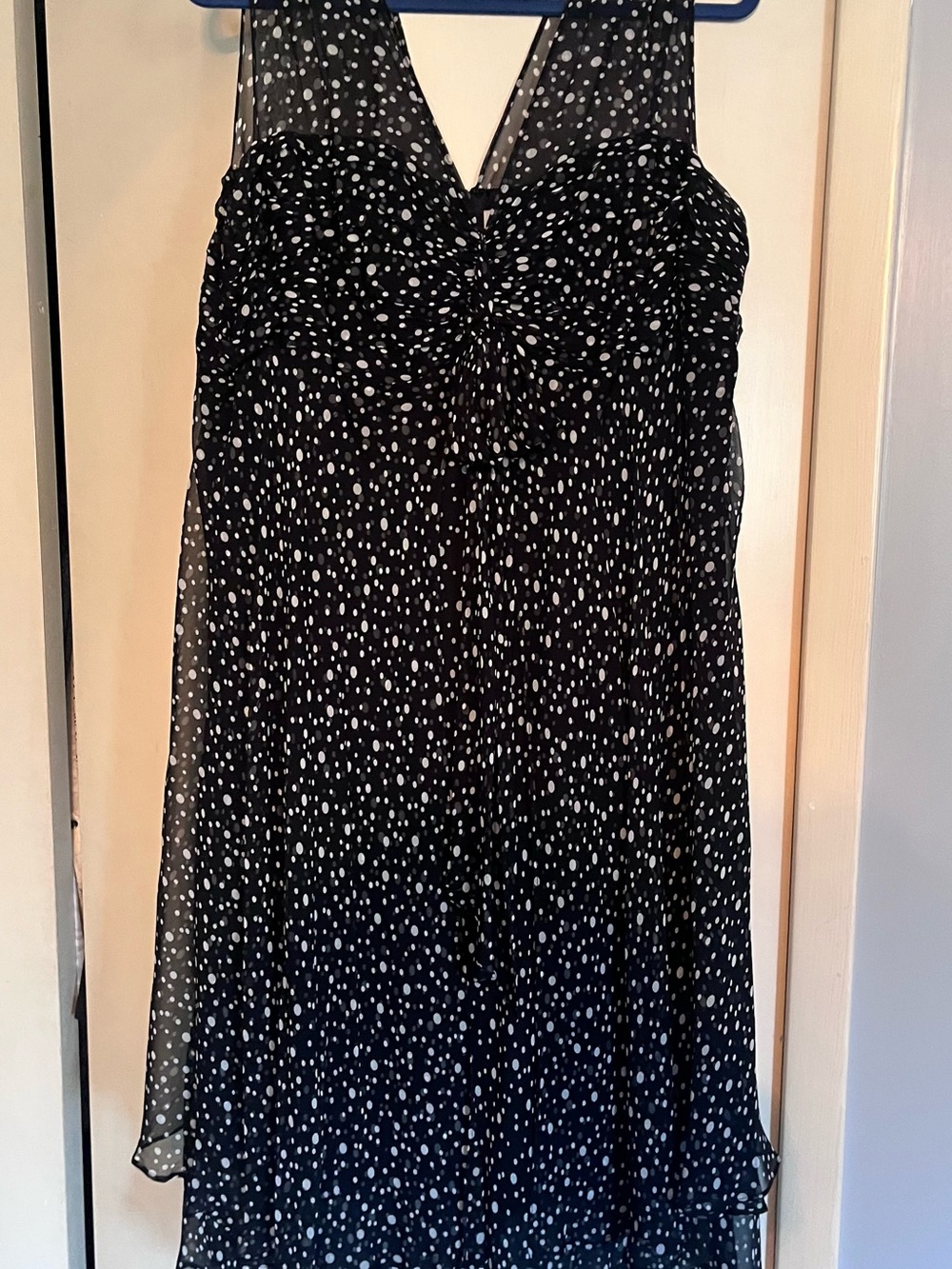 Plus Size 22W Sleeveless Summer polka R&M Richards Woman midi dress Black White